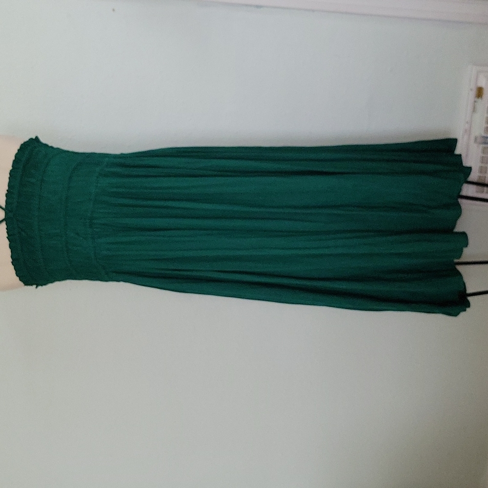 Current air/ Anthropologie  tick jewelries green strapless smocked top dress